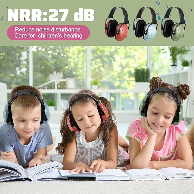 Amylove 12 Pcs Kids Ear Protection Noise Cancelling Headphones Ear Muffs Bulk 27db Adult Noise Reduction Hearing Earmuff(Universal Fit (kids & Adults),Modern Style,Soft Color)