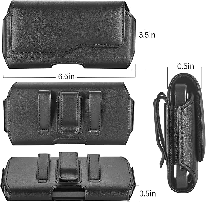 Holster Case for iPhone 15 Plus&15Pro Max, 14 Plus&14Pro Max, 13/12/11 Pro Max, Samsung Galaxy S24+ S23+ S22+ S21+ Plus Series, Phone Holder with Belt Clip (Fits Otterbox Commuter Case on)Black
