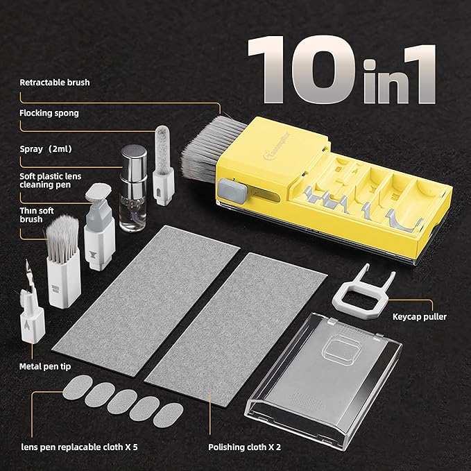 Laptop Screen Keyboard Cleaner Kit, All in 1 Electronics Cleaning Tool for MacBook iPad iPhone Pro Cell Phone, Brush Tool for Tablet, Computer, PC Monitor,TV Camera Lens with Patent, Yellow