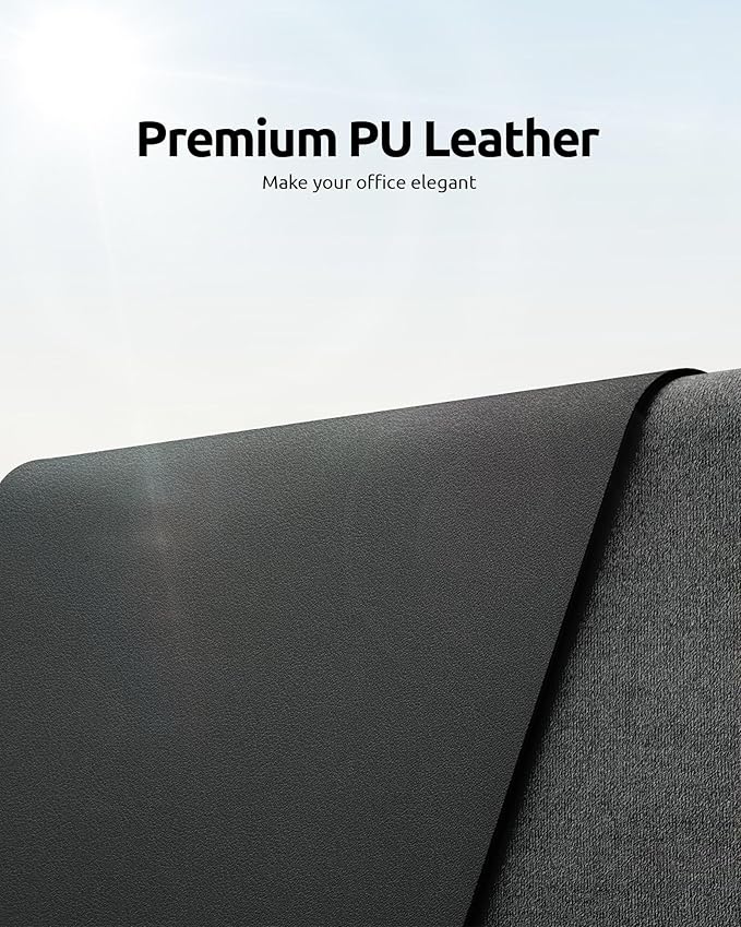 YSAGi Leather Desk Protector, Office Mat, Large Mouse Mat, Non-Slip PU Leather Blotter, Laptop Pad, Waterproof Writing Pad for Office and Home (Dark Grey, 31.5" x 15.8")