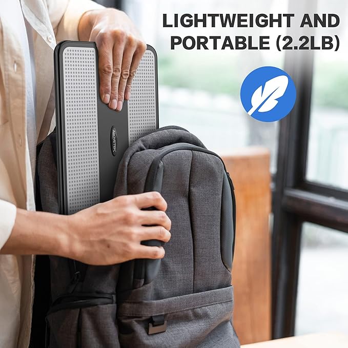 AboveTEK Portable Laptop Lap Desk w/Retractable Left/Right Mouse Pad Tray, Non-Slip Heat Shield Tablet Notebook Computer Stand Table w/Sturdy Stable Work Surface for Bed Sofa Couch or Travel