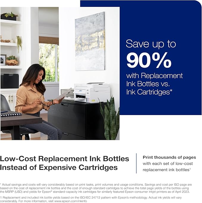 Epson EcoTank ET-4800 Wireless All-in-One Cartridge-Free Supertank Printer with Scanner, Copier, Fax, ADF and Ethernet – Ideal-for Your Home Office, White