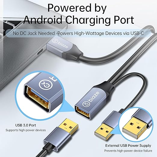 USB Extension Cable USB 3.0 Extension Cord Type A Male to Female Cord Nylon Braided High Data Transfer Compatible with USB Keyboard, Mouse, Flash Drive(50ft)