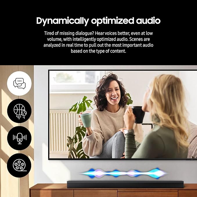 Samsung HW-B750D/ZA 5.1 ch Soundbar w/ Dolby Audio, Surround Sound expansion, Bass Boost, Adaptive Sound, DTS Virtual:X, Wireless Subwoofer, 2024