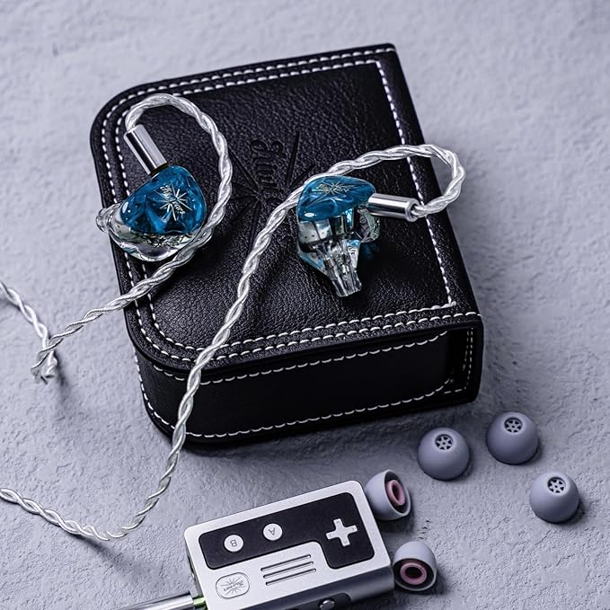 Kiwi Ears Orchestra Lite in Ear Monitor, Custom 8BA HiFi Earphone, Studio Monitor Headphone, Wired Earbuds with Detachable OFC Cable, Handcrafts Faceplate for Audiophile Musician (Blue)