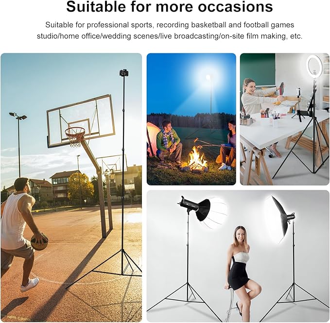 20FT/6M Tripod Stand - Heavy Duty Tripod Stand - Tall Tripods Air-Cushioned Telescoping Light Stand for Photography Overhead Shots, Sports(Aluminum Alloy)
