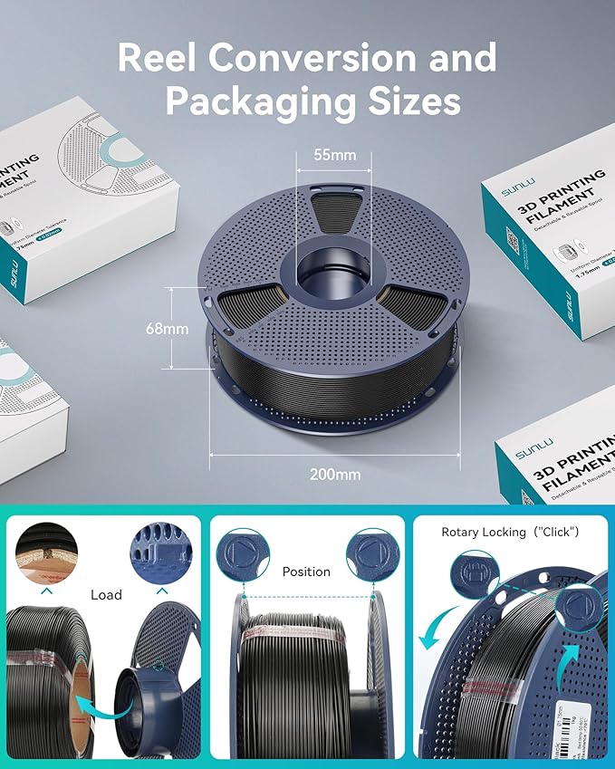 SUNLU PETG Filament 1.75mm 4KG Bundle, Less Stringing and Good Layer Adhesion, Individually Vacuum Packed, 3D Printer Filament 4kg, 1kg per Spool, Pack of 4, 4 Colors, Black+White+Blue+Red