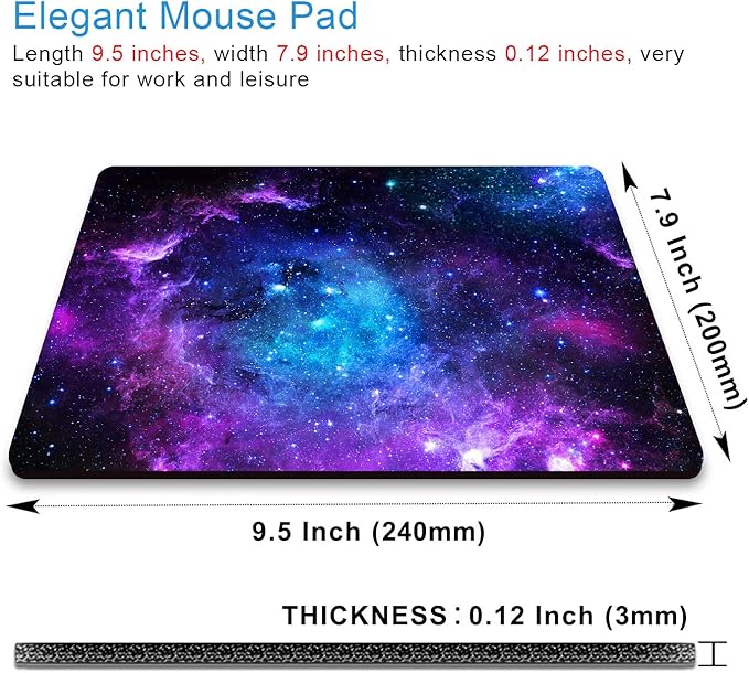 IMAYONDIA Square Mouse Pad,Blue Purple Galaxy Nebula Universe Outer Space Mousepad, Anti-Slip Rubber Base Mouse Pad for Office Laptop Computer PC Men Women, Small Mouse Mat, 9.5 x 7.9 Inch