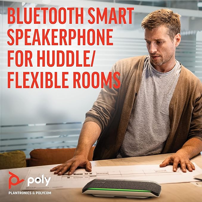 Poly - Sync 40 Smart Speakerphone (Plantronics) - Flexible Work Spaces - Connect to PC/Mac via Combined USB-A/USB-C Cable and Smartphones via Bluetooth - Works with Teams, Zoom & more,Black