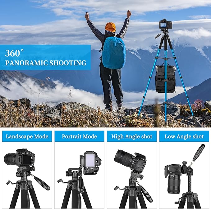 JOILCAN Tripod Camera Tripods, 74" Tripod for Camera Cell Phone Video Recording, Heavy Duty Tall Camera Tripod Stand, Professional Travel DSLR Tripods Compatible with Canon iPhone, Max Load 15 LB