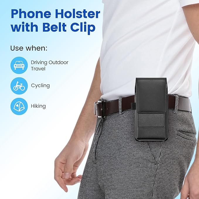 Mopaclle Phone Holster with Rotating Belt Clip, Rugged Cell Phone Belt Holder for Galaxy S25/S24/S23/S22 Ultra, Note 20 Ultra, A56, F36 Series – Fits with Case On, for Men Women
