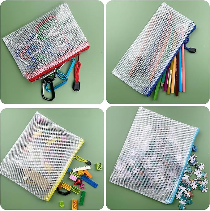 Oaimyy-3"x 5"-20 Pcs-Mesh Zipper Pouch Bag,Zippers Pouches Zip Bags File Bags for Organizing,Office Supplies,Home Storage,Cosmetics Travel,Assorted Color