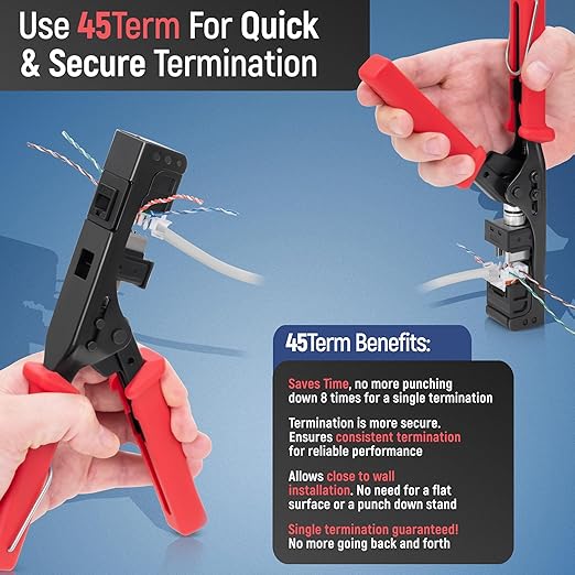 Everest 45° Angled RJ45 Cat6 Keystone Jacks 100-Pack in Black - Slim Profile Female RJ45 Connectors - Cat 6 Keystone Jack - Compatible with 45° Angled Speed Termination Tool - 45Term (B0BL3GS7ZY)