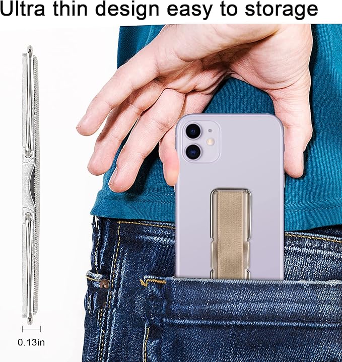 Phone Grip, 5 Pcs Phone Strap Holder for Hand Phone Loop Finger Holder Suitable for iPhone Samsung and Most Smartphones(Black, Silver,Rose Gold,Gold,Blue 5PCS)