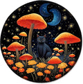 ITNRSIIET Round Mouse Pad with Stitched Edge Premium-Textured Waterproof Non-Slip Rubber Base Desktop Protection Mat Diameter 8.7 inches, Cat and Mushroom