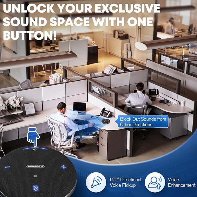 M4 Pro Speakerphone, Conference Microphone with Directional Voice Pickup, Enhanced Voice Pickup, AI Transcription, AI Noise Reduction, USB C, Bluetooth Speakerphone for Personal Workspaces