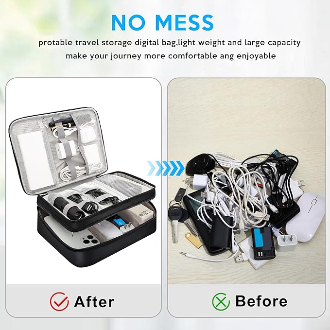 Electronic Organizer Travel Case, Travel Cord Organizer Case Portable Waterproof Cable Organizer Bag for Charger, Cord, USB, Power Bank, Earphone