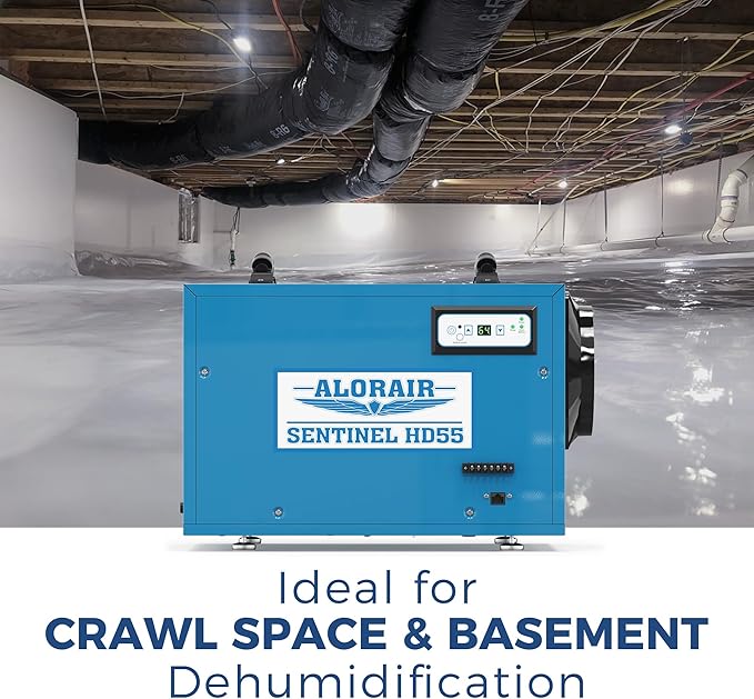 ALORAIR Commercial Dehumidifier 113 Pint, with drain Hose for Crawl Spaces, Basements, Industry Water Damage Unit, Compact, Portable, Auto Defrost, Memory Starting, 5 Years Warranty, Sentinel HD55