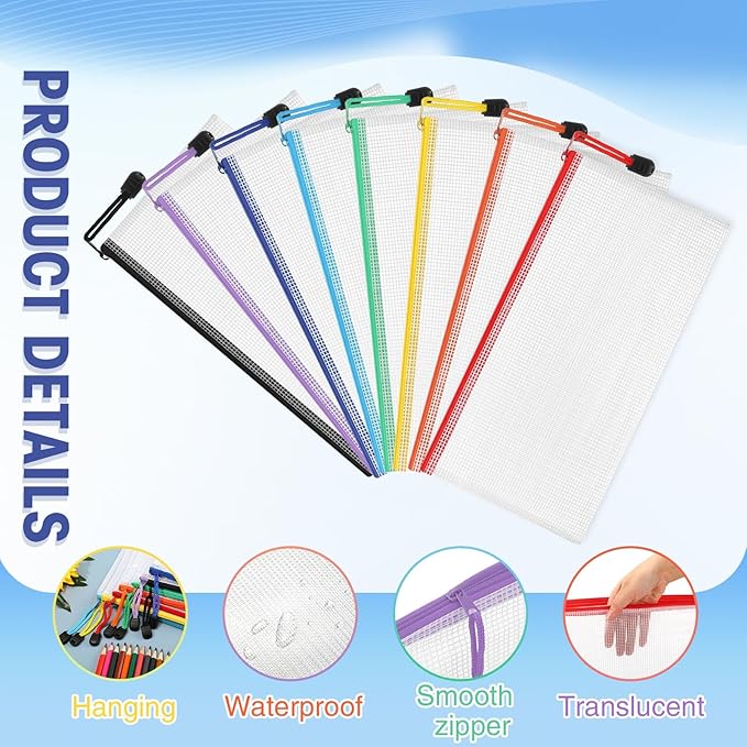 Jetec 32 Pcs Mesh Zipper Bags Toy Storage Bikini Organizer Bag Bolsas Para Guardar Trajes De Baño Waterproof Zipper Reusable Pouch Puzzle Multipurpose for Storage Office(Sweet Color,9.5 x 4.5 Inch)