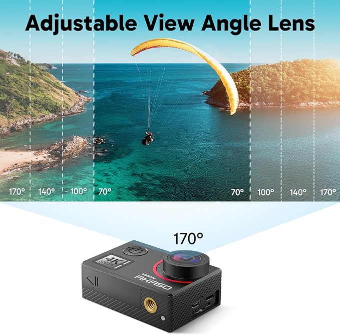 AKASO V50 Elite 4K60fps Touch Screen WiFi Action Camera Voice Control EIS 131 feet Waterproof Camera 8X Zoom Remote Control