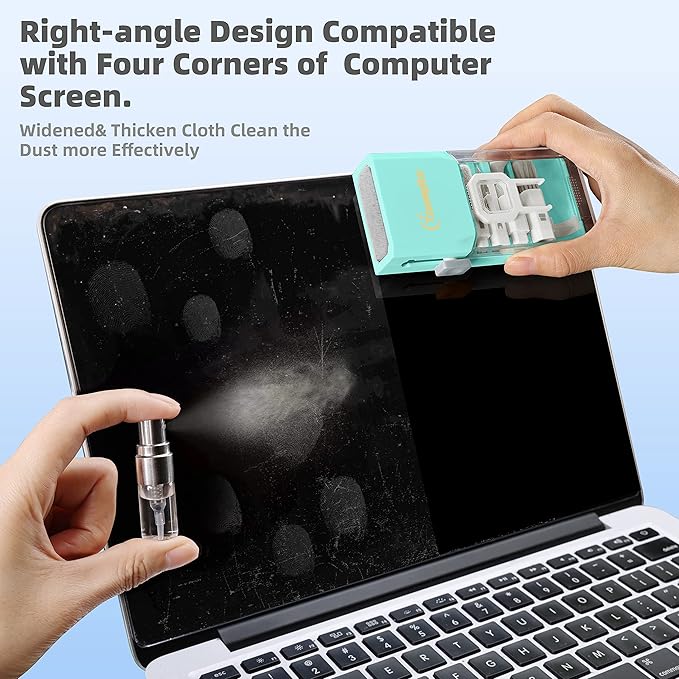 Laptop Cleaning Kit, All in 1 Keyboard Cleaning kit for MacBook iPad iPhone, Compact Keyboard Cleaner with Brush and Spray for Tablet, Airpods, Earbud, Computer Screen, PC Monitor