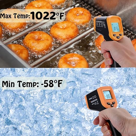 Infrared Thermometer Gun for Cooking, OnniOne Laser Thermometer Gun for Blackstone Pizza Oven, -58℉~1022℉ Non Contact Temperature Gun with Carrying Storage Case, LCD Backlit (NOT for Human)