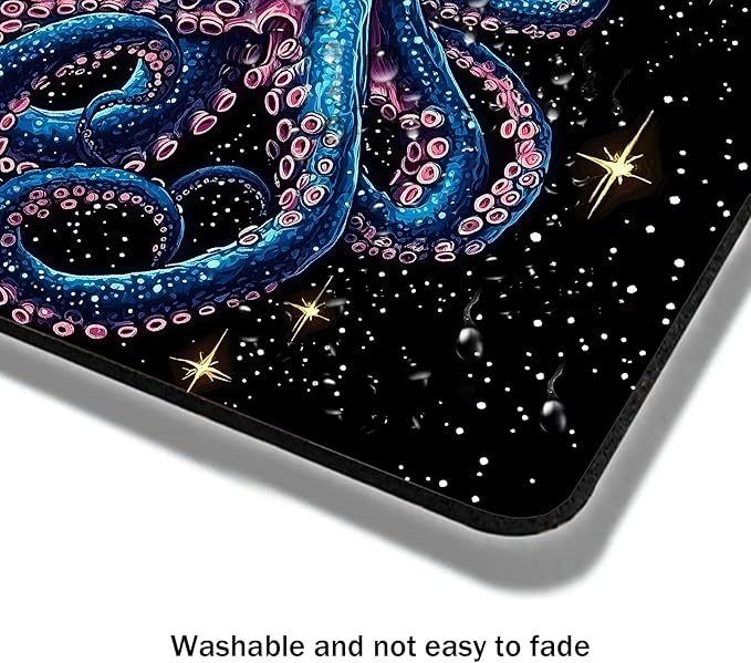 Mouse Pad, Cute Cool Blue Octopus Mouse Pads for Desk, 9.5" x 7.9" Non-Slip Rubber Base Computer Mousepad with Women, Portable Square Design for Wireless Mouse and Pad Laptop Office & Travel