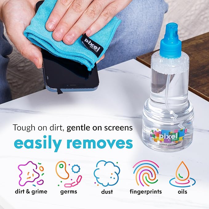Pixel Perfect | 10oz | Screen Cleaner Kit, for TV, Laptops, Computers, Monitors, Phones, Tablets | 300ml Cleaning Kit, Premium Natural Spray