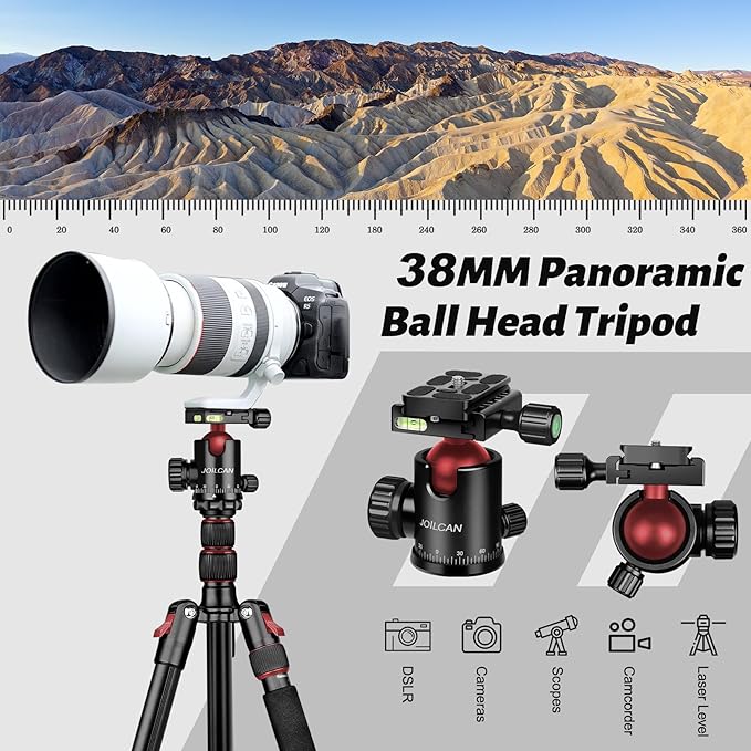 JOILCAN Tripod for Camera, 81" Aluminum Camera Tripod Monopod for DSLR, Heavy Duty Travel Tripods for Spotting Scope Binoculars Laser Level, Payload 35Lb