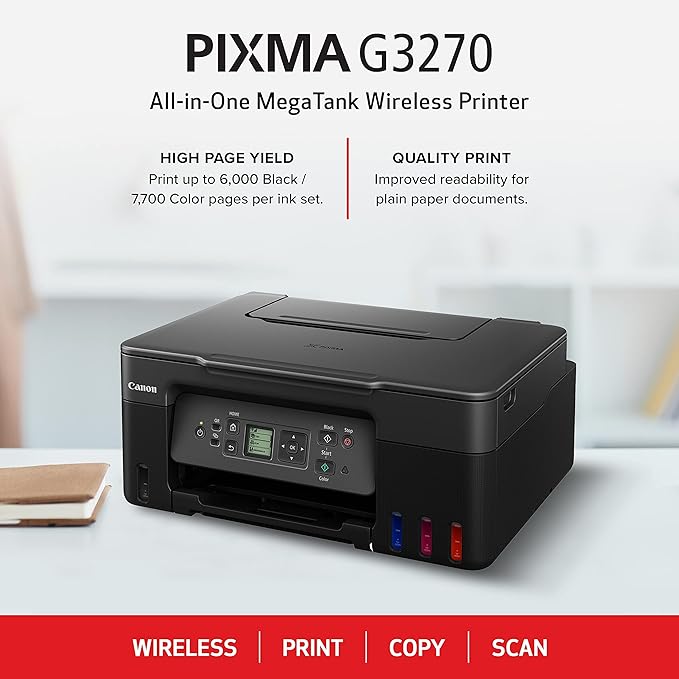 Canon MegaTank G3270 All-in-One Wireless Inkjet Printer. for Home Use, Print, Scan and Copy