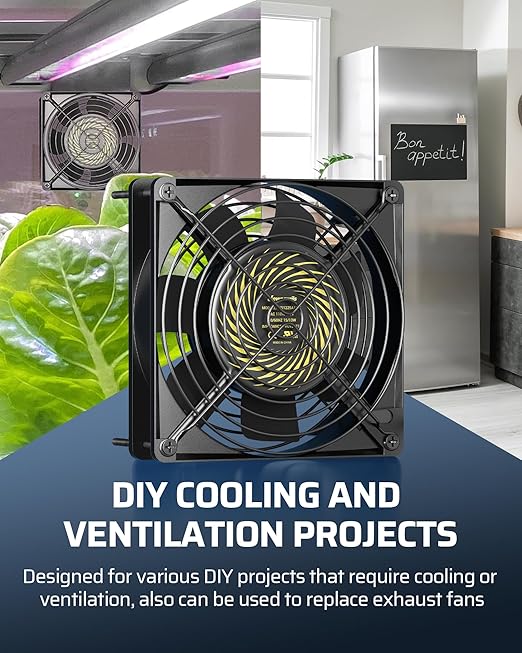 DEWENWILS 2 Pack 120V AC Fan, Waterproof Exhaust Fan 120mm, 13W 2800RPM 60CFM, DIY Cooling Fan for Refrigerator, Computer Case, Compressor Engine, Generator, UL Listed