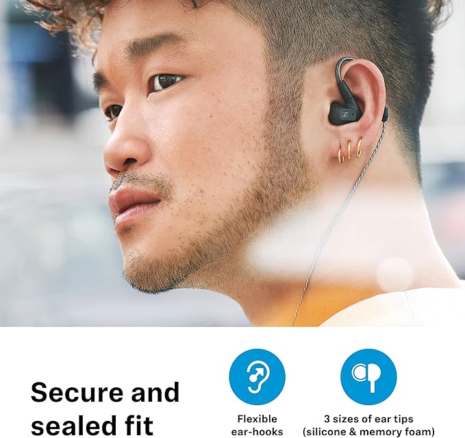 Sennheiser Consumer Audio IE 200 In-Ear Audiophile Headphones - TrueResponse Transducers for Neutral Sound, Impactful Bass, Detachable Braided Cable with Flexible Ear Hooks - Black