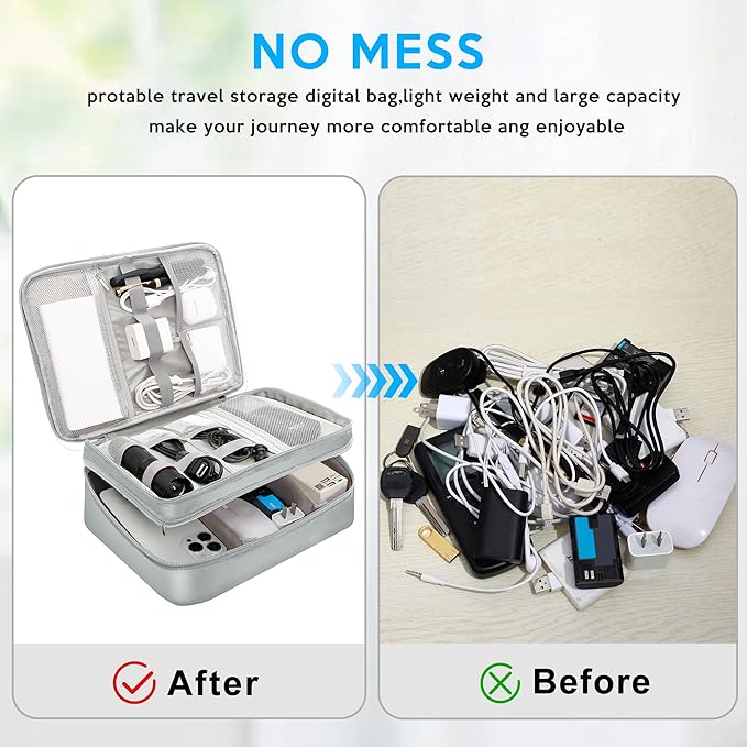 Electronic Organizer Travel Case, Travel Cord Organizer Case Portable Waterproof Cable Organizer Bag for Charger, Cord, USB, Power Bank, Earphone