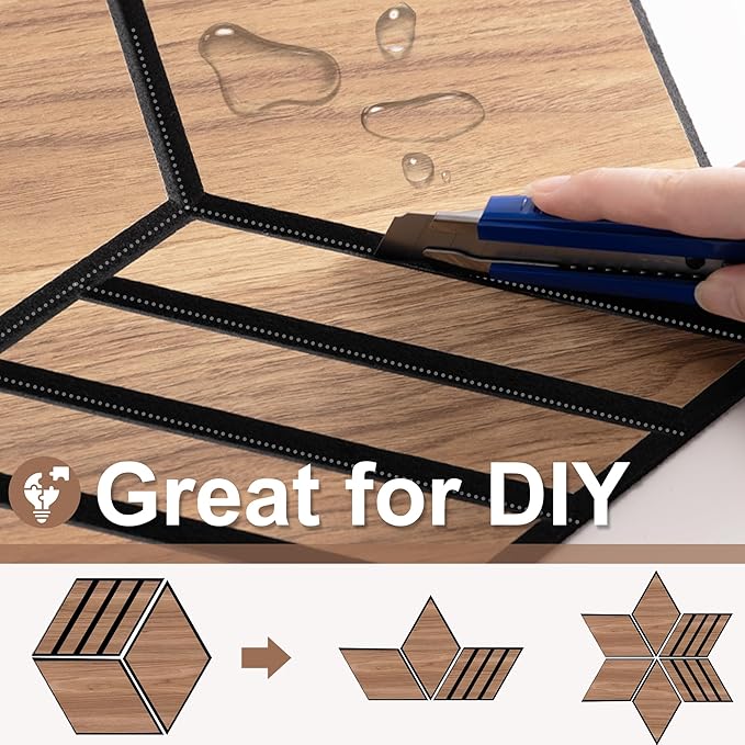 Mollywell Hexagon Acoustic Panels, Walnut S4, 14x12x0.4 Inch, 12 Pack |Wood Veneer|High Density Sound Proofing Wall Panels|Self Adhesive Sound Dampening Felt Wall Tiles|Home Theater|Gaming Room|