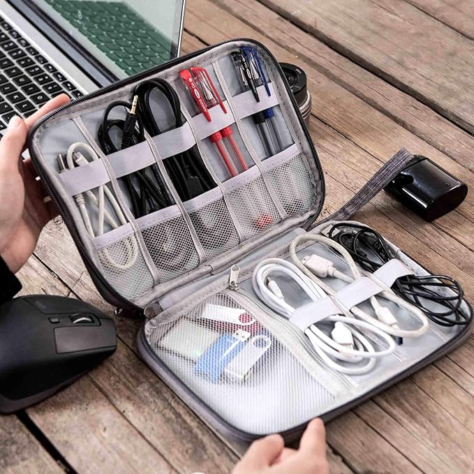SELLYFELLY Travel Electronics Organizer Portable Cable Organizer Bag for Storage Electronic Accessories Case for Cord,Phone,Charger,Flash Drive (Gray)