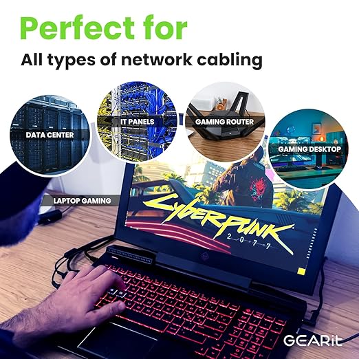 GearIT Cat 6 Ethernet Cable Pack - 20-Pack 10 ft Cat6 Ethernet Patch Cables | RJ45 Network Patch Cable, 10 Gbps Snagless Gold-Plated Connectors - Ethernet Cable Cat 6 for PC, TV, Router - Black
