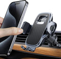 Phone Holders for Your Car with Double Metal Hook Clip, 【One-Hand Operation】 Air Vent Cell Phone Car Mount, Universal Automobile Cradle Fit for iPhone Android and All Smartphones, Dark Black
