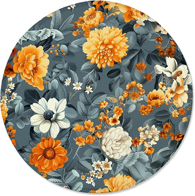 ITNRSIIET Round Mouse Pad with Stitched Edge Premium-Textured Waterproof Non-Slip Rubber Base Desktop Protection Mat Diameter 8.7 inches, Beautiful Flowers