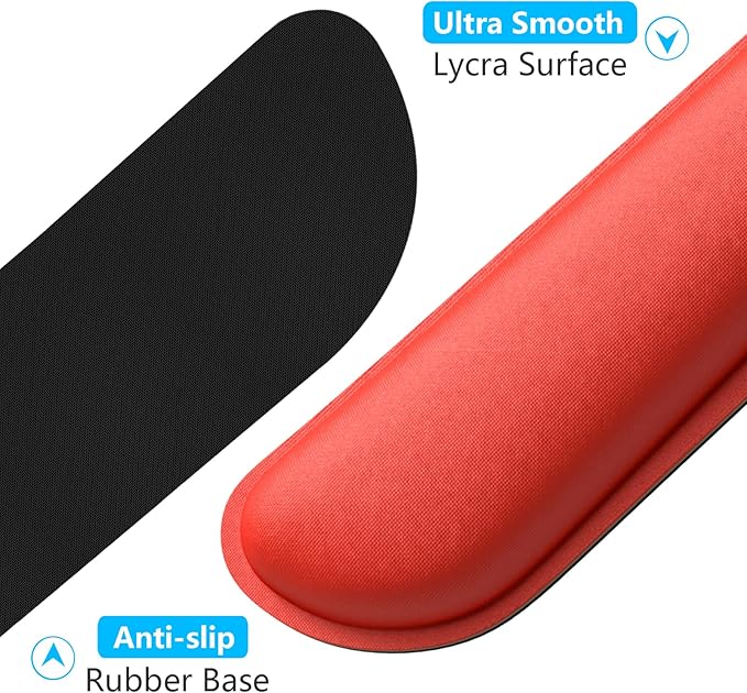 Dapesuom Enlarge Keyboard Wrist Rest, Memory Foam Wrist Cushion for Desk Mats Support, Cute Typing Pain Relief Keyboard Mouse Pad Rests Set with Non-Slip Base for Gaming Laptop Office Computer, Red