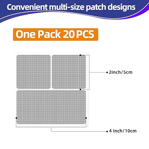 KING MOUNTAIN Grey Window Screen Repair Patch, 20Pcs 4" x 4" Heavy Duty Screen Repair Tape for Window Screen and Screen Door Tears Holes,Strong Adhesive & Waterproof Window Screen Repair Kit