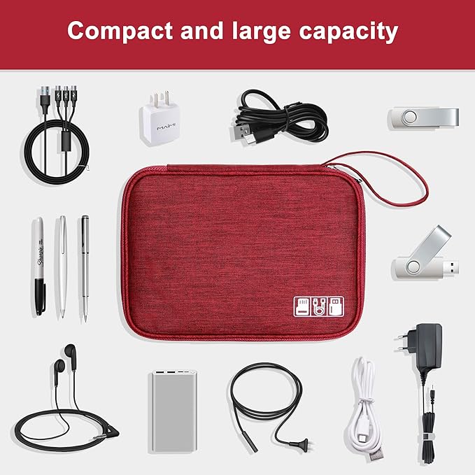 CILLA Travel Cord Organizer Case, Portable Waterproof Storage Bag for Charger, Cord, USB, Power Bank, Earphone, SD Card, Travel Essentials