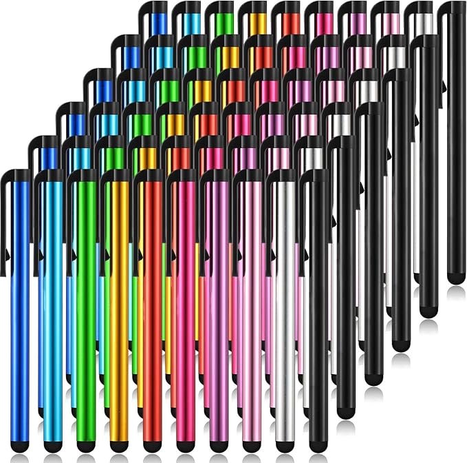 Outus 60 Pieces Stylus Pens Slim Capacitive Stylus Touch Pens for Universal Touch Screens Devices, Compatible with iPhone, iPad, Tablet (10 Colors)