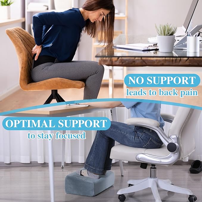 ROYALAY Adjustable Foot Rest Under Desk for Office, High-Density Foam Foot Rest with 3 Adjustable Heights, Ergonomic Footrest with Washable Cover for Home, Airplane, Travel(17 * 11 * 17in, Gray)