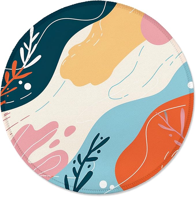 ITNRSIIET Round Mouse Pad with Stitched Edge Premium-Textured Waterproof Non-Slip Rubber Base Desktop Protection Mat Diameter 8.7 inches, Art Style Pattern