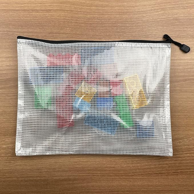 Oaimyy-24PCS-9 x 12" inches-Mesh Zipper Pouch, Plastic Zip File Folders Puzzle Bags for Organizing,for Office Supplies,Travel,Home Storage-Black