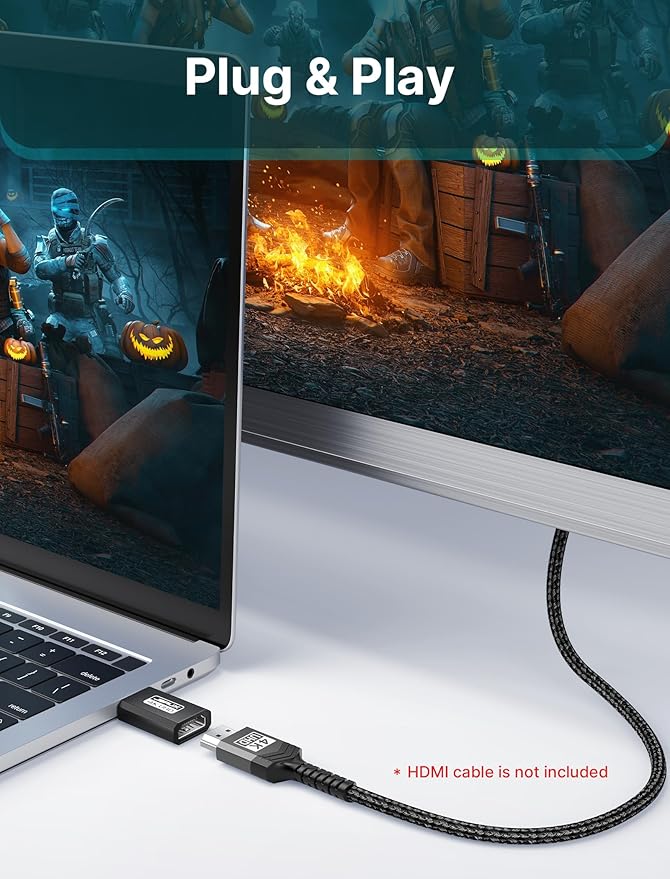 4K DisplayPort to HDMI Adapter 2-Pack, JSAUX DP PC to HDMI Monitor Converter Video UHD 2K@120Hz,4K@30 DP to HDTV Male to Female Uni-Directional adapter Compatible with Dell, Lenovo, HP,GPU, AMD -Black