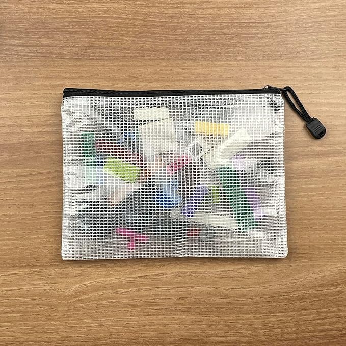 Oaimyy-24PCS-8 x 10" inches-Mesh Zipper Pouch, Plastic Zip File Folders Puzzle Bags for Organizing,for Office Supplies,Travel,Home Storage-Black