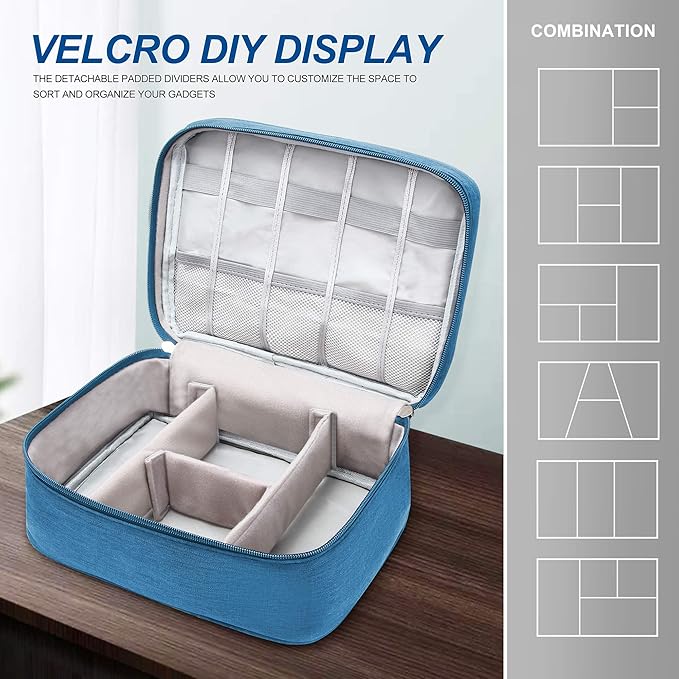 Electronics Organizer Travel Universal Cable Organizer Bag Waterproof Electronics Accessories Storage Cases for Cable, Charger, Phone, USB, SD Card, Hard Drives, Power Bank, Cords