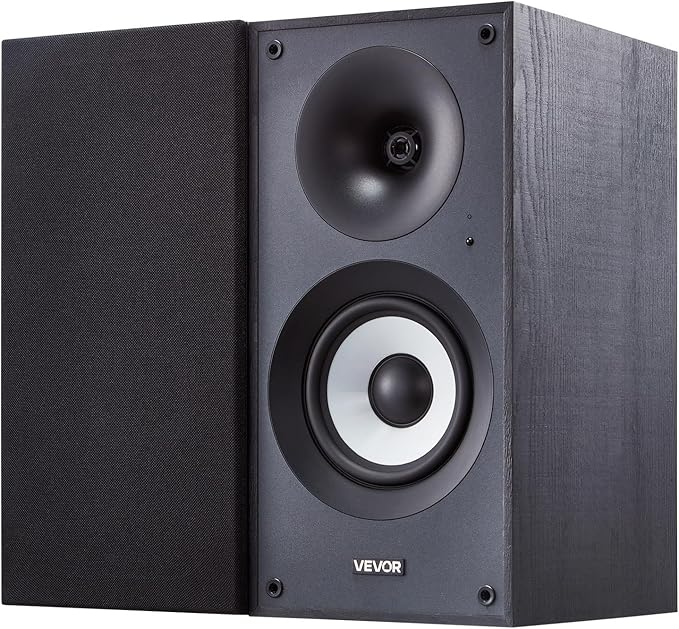VEVOR Powered Bookshelf Speakers, 25W x 2, Active Studio Monitor Speaker with 5.5 Inch Woofer, Bluetooth/RCA/Coaxial/Optical/USB/Subwoofer Connection, Wooden Enclosure, for Record Player Turntable PC