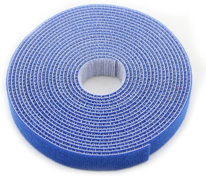 Reusable Fastening Tape Cable Ties 3/4 Inch Double Side Hook Roll (5 Yard, Blue)